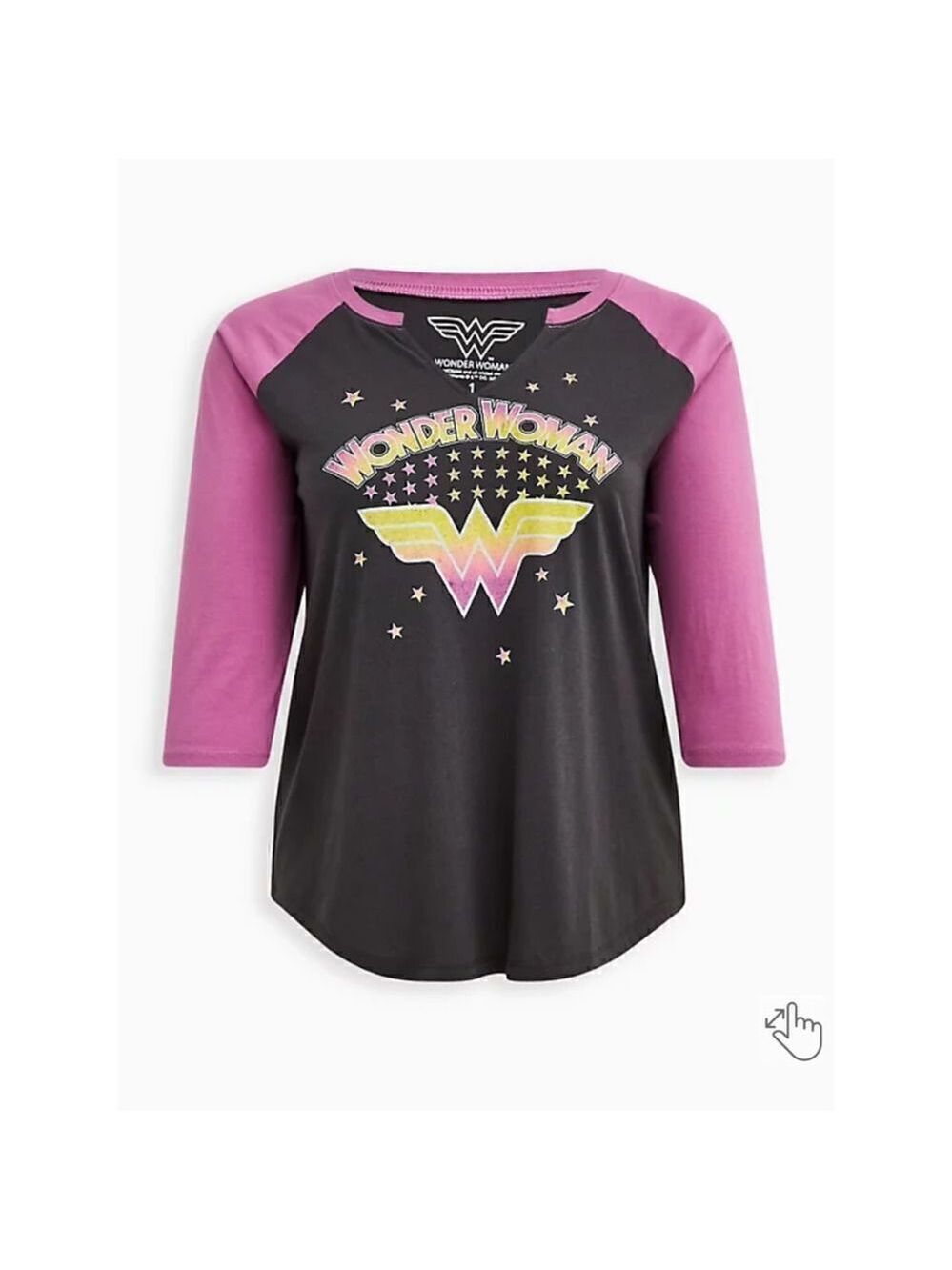 Torrid Wonder Woman Split Neck Raglan Tee (sz 0)